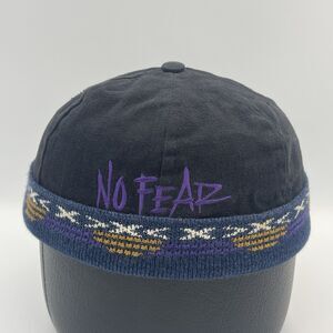 Vintage No Fear Hat Cap Brimless No Brim Adjustable Snapback 90s USA Made - Rare